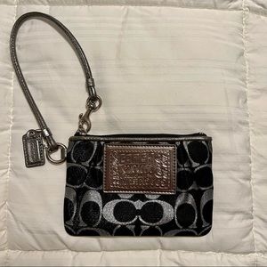 Black and Silver Small Wristlet - Coach